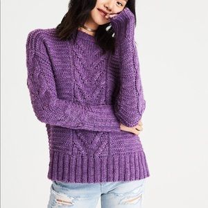 AE Purple Chunky Cable Knit Sweater